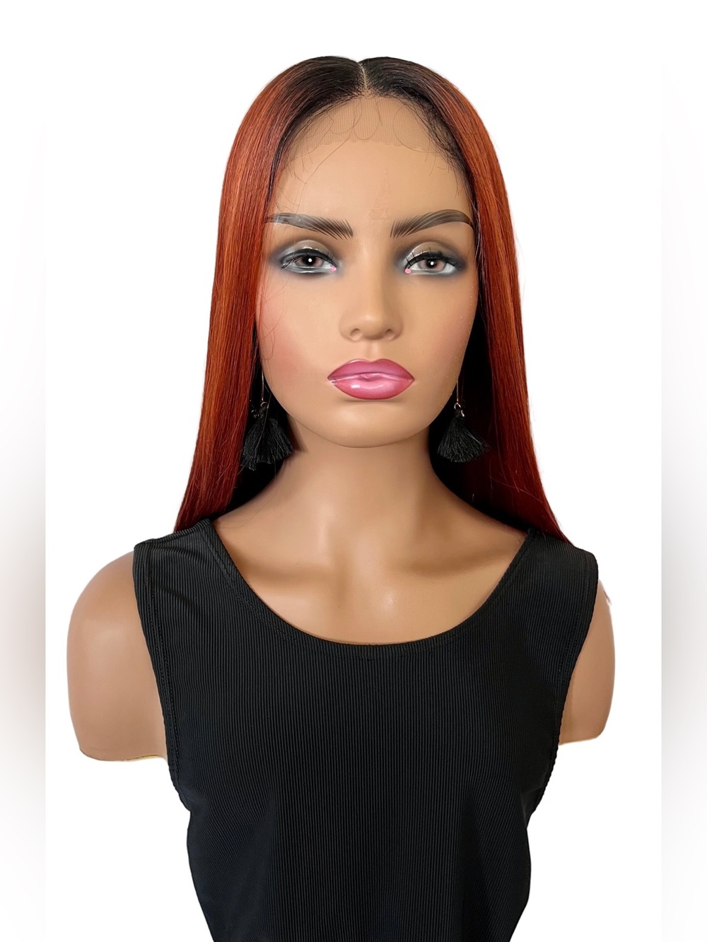 Long Ombre Auburn β«οΈπ Premium Fiber Lace Front Wig for Daily Wear or Events